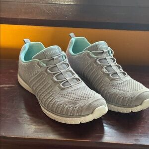 Skechers Gray and Teal Women's Sneakers